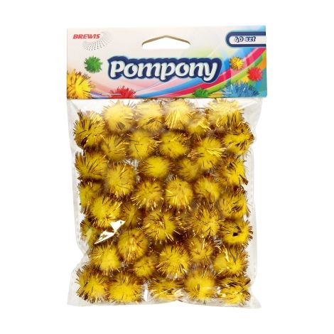 Pompony brokatowe Brewis 2cm Złote, 40szt